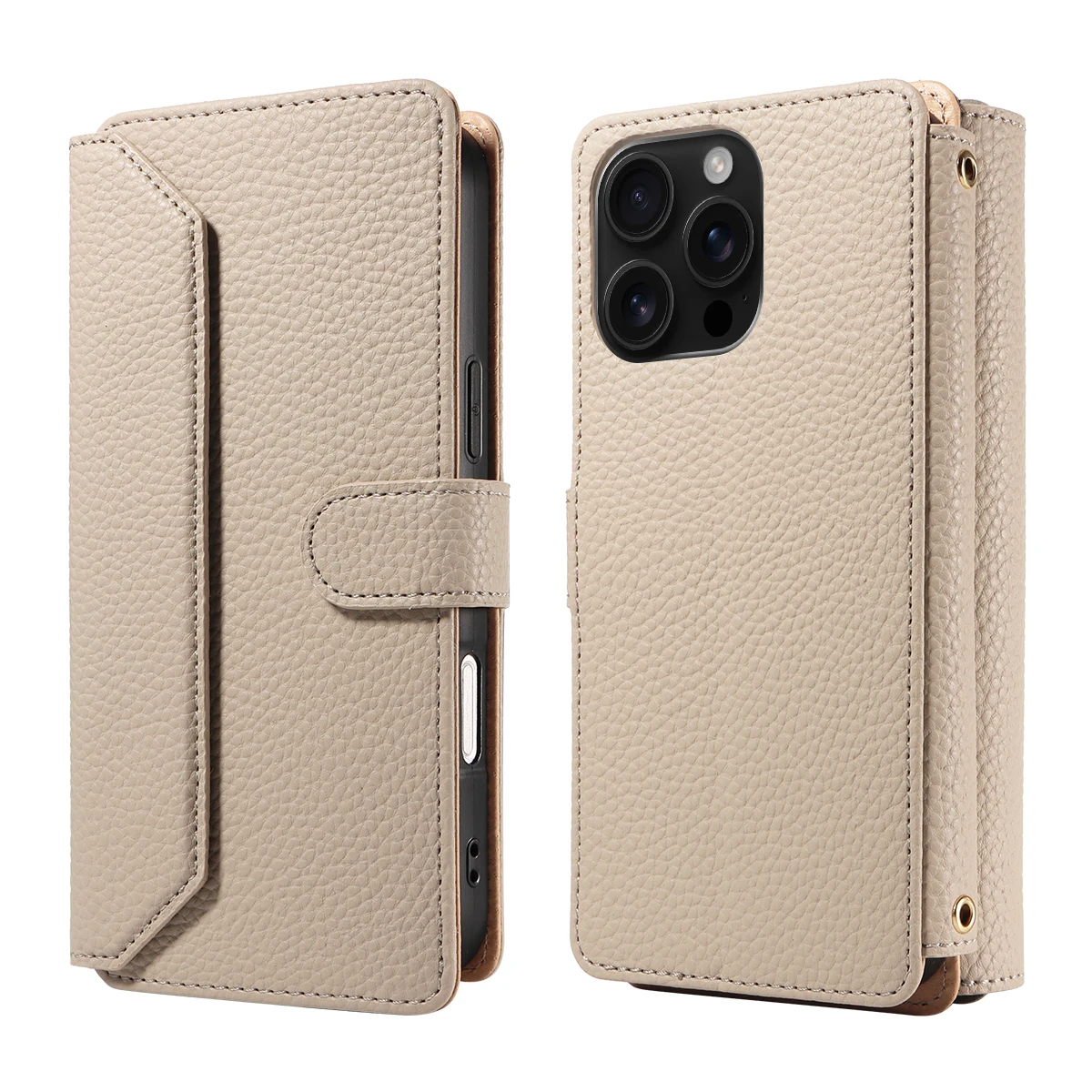 Color: Beige, Bundle: Case & Strap, Material: Artificial Leather, Compatibility by Model: Galaxy S24 FE - Crossbody Leather Phone Case for Samsung Galaxy S25Edge S25Ultra S24FE S24Ultra S23Ultra Multi-Card Slot Anti-Drop Wallet Case