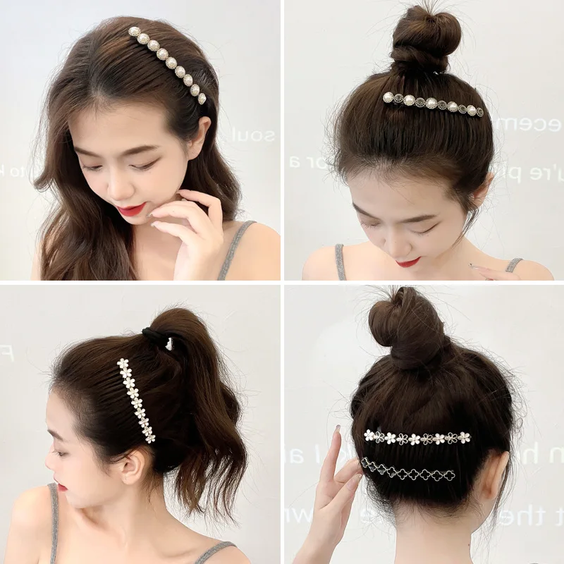 Color: Blue, Ships From: CHINA - 1PC Fashion Women Hairpins Rhinestone Pearl Hair Combs Clip Claw For Woman Barrettes Hair Maker Bun Hair Accessories Headwear