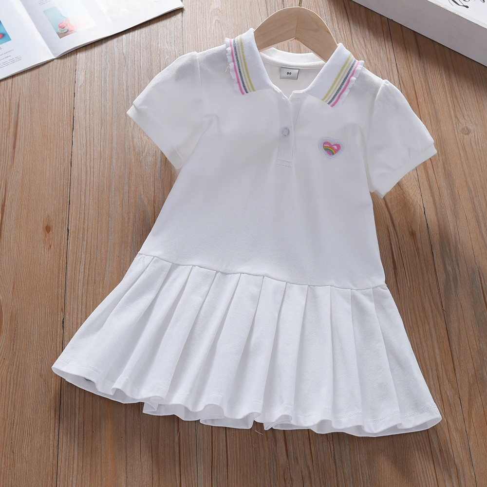 Color: Beige, Kid Size: 2T - Toddler Girls' Dress Ages 2-6 Yellow Collared Summer Cotton Clothes for Children Cute Casual Outfit