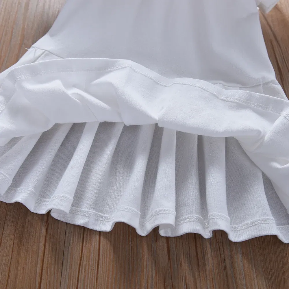 Color: Beige, Kid Size: 2T - Toddler Girls' Dress Ages 2-6 Yellow Collared Summer Cotton Clothes for Children Cute Casual Outfit