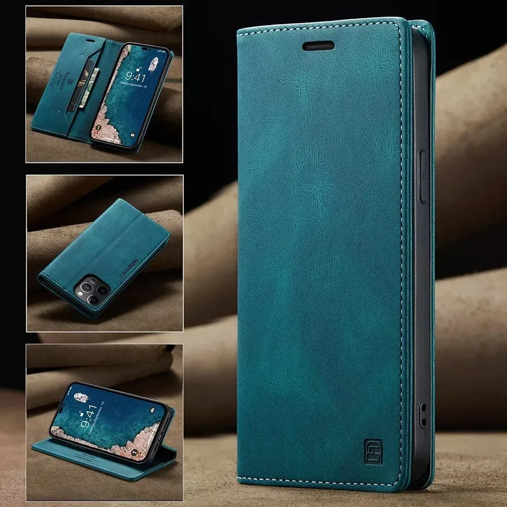 Color: Blue, Material: Leather - Leather Cases for IPhone 16 15 14 13 12 11 Pro Max XR XS Max 8 7 6s Plus SE 2022 2020 Wallet Folio Flip Cover Rfid Blocking