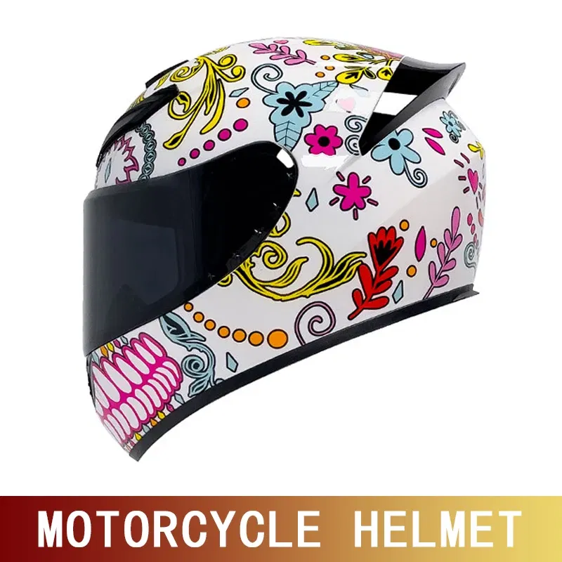 Color: GRAY, Size: L - Motorcycle helmet motorcycle full helmet racing kart winter anti-fog retro personality helmet