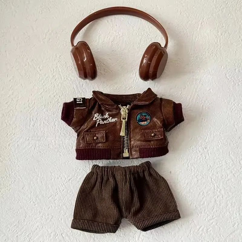 Color: green, Size: One Size - Brown Retro Flying Jacket Fashion Doll Clothes for Labubu Doll Fashion Clothes Set Accessories Gift