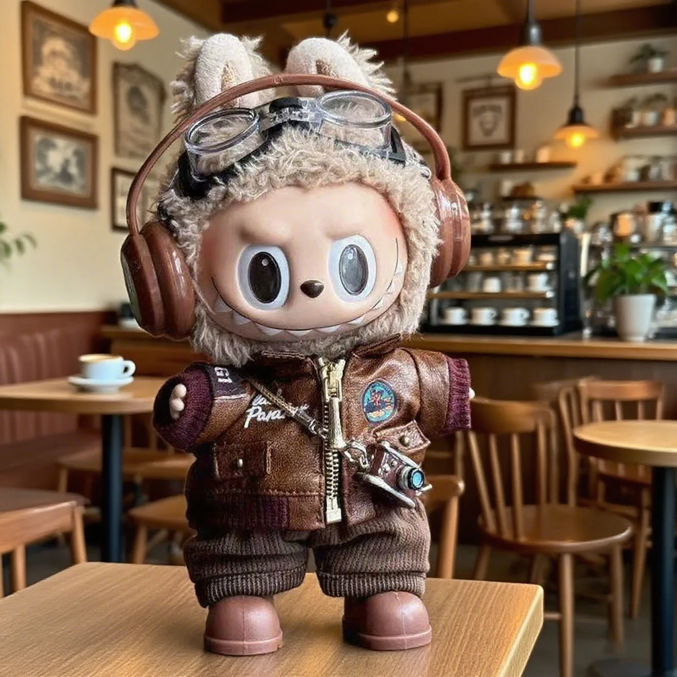 Color: green, Size: One Size - Brown Retro Flying Jacket Fashion Doll Clothes for Labubu Doll Fashion Clothes Set Accessories Gift
