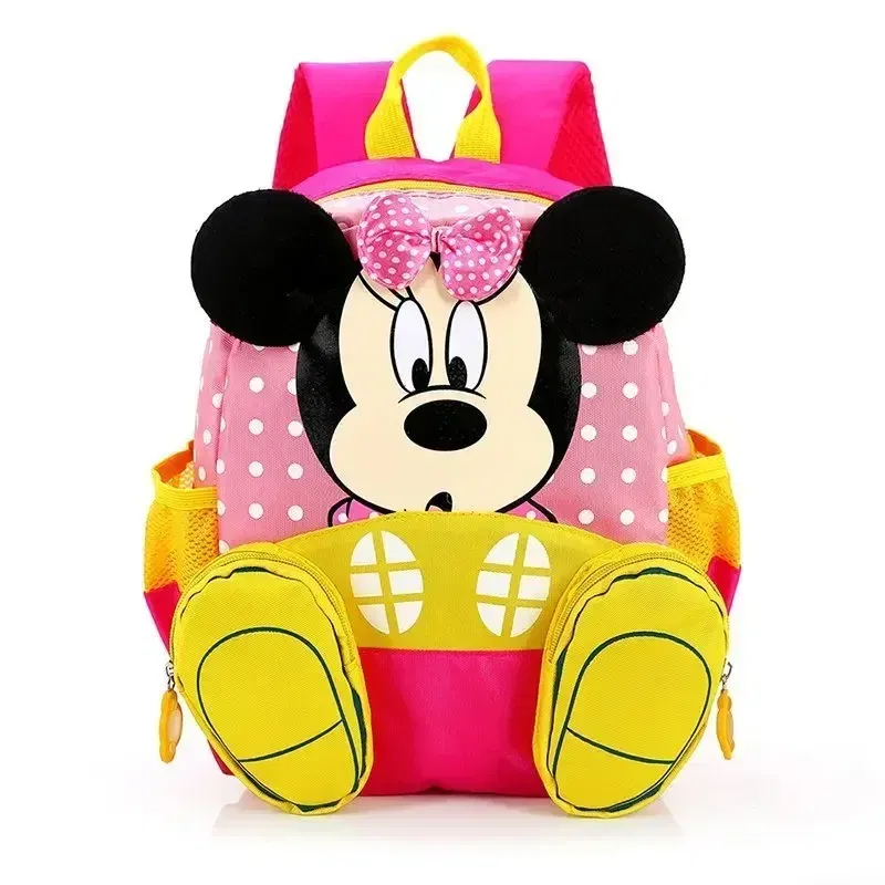 Color: Beige - MINISO Disney New Mickey and Minne Cute Cartoon Bookbag Teenage Casual Fashion Large Capacity Waterproof Dual-Shoulder Backpack