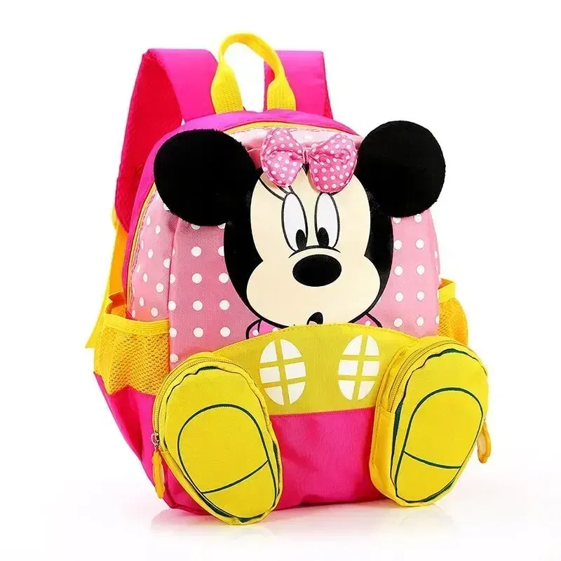 Color: Beige - MINISO Disney New Mickey and Minne Cute Cartoon Bookbag Teenage Casual Fashion Large Capacity Waterproof Dual-Shoulder Backpack