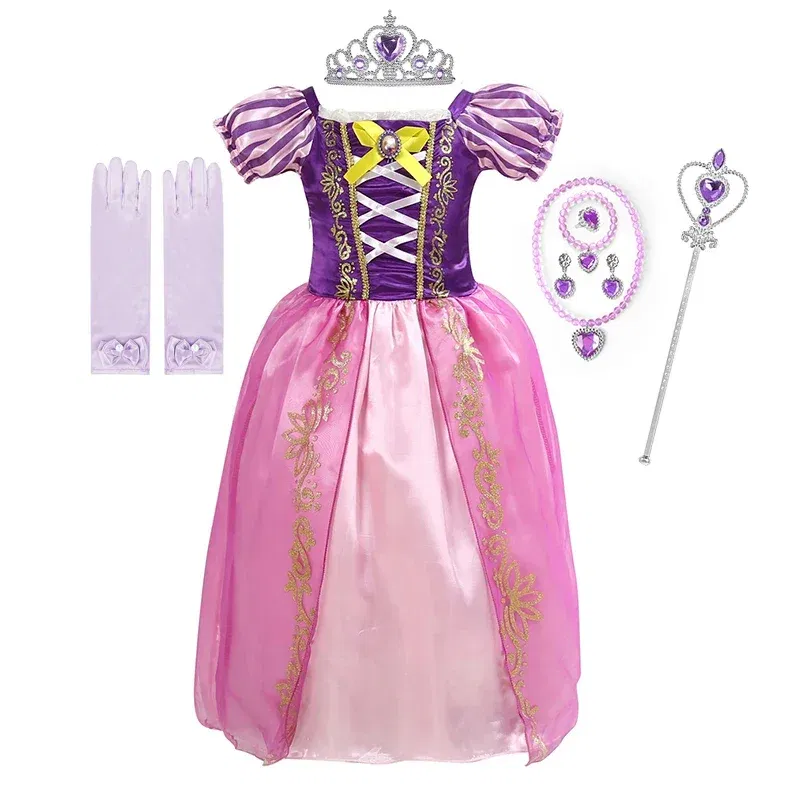 Kid Size: 11, Color: Chocolate - Belle Princess Dress for Girls Cosplay Beauty and The Beast Snow White Costumes Kids Halloween Carnival Birthday Clothes