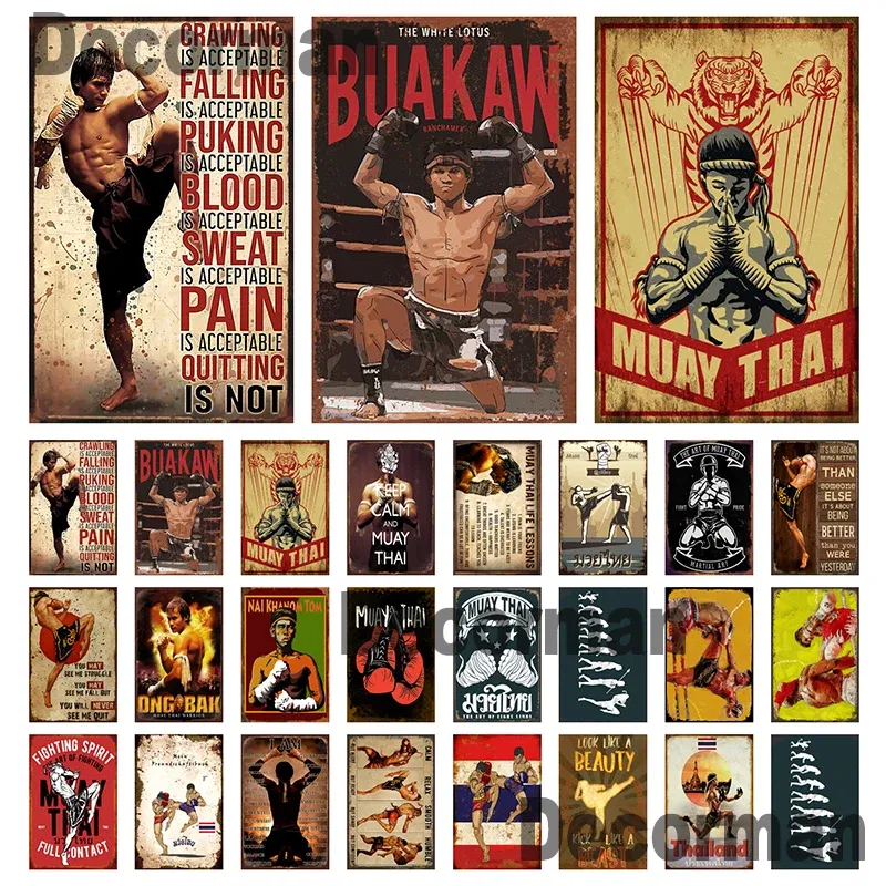 Color: Red - [ Mike86 ] Muay Thai Tin Sign Wall Home Boxing Thailand Metal Poster art Painting Pub LTA-3188 20*30 CM
