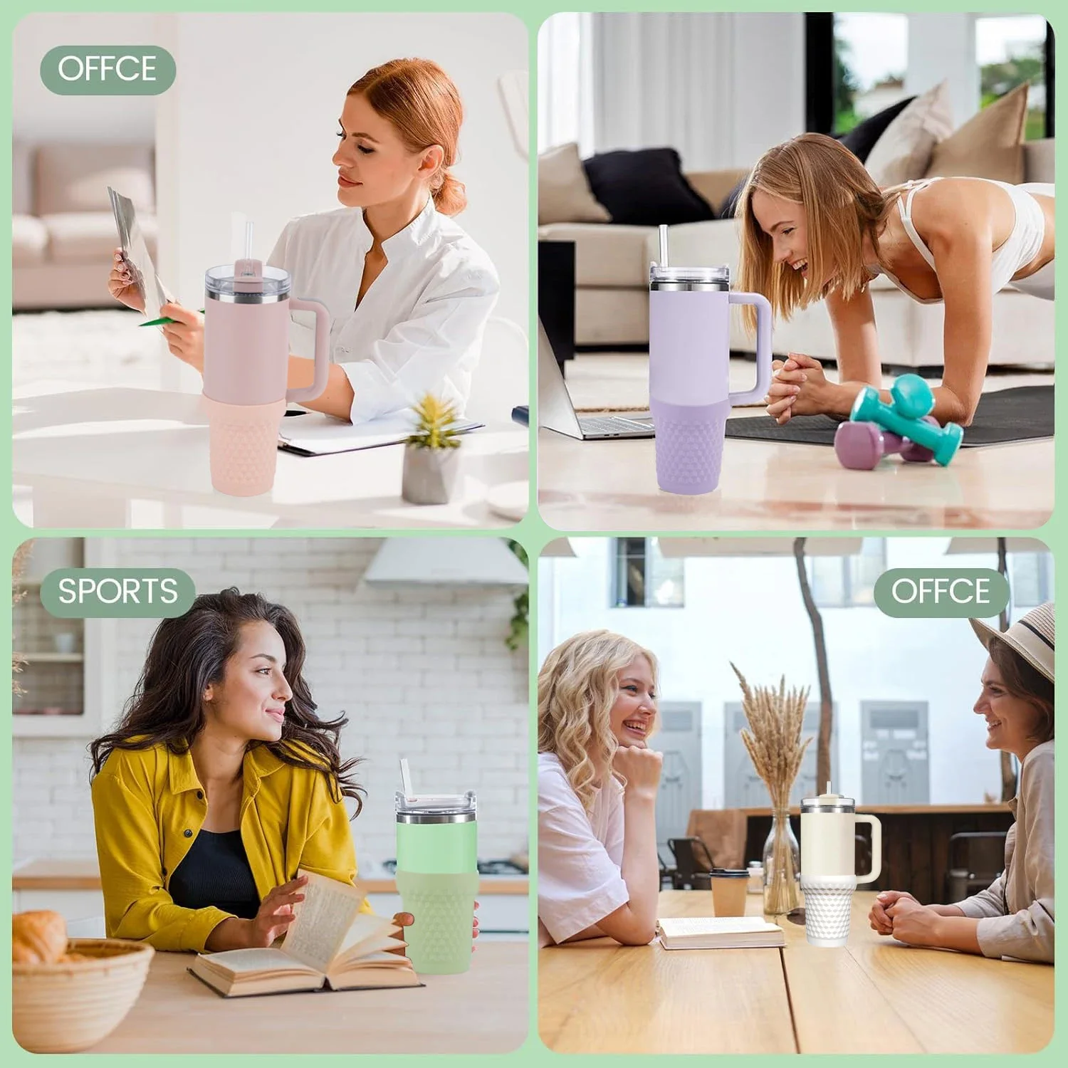 Color: Coffee - Silicone Boot for Stanley Quencher H2.0 FlowState Tumbler 40oz  Cup Bottom Protector Sleeve