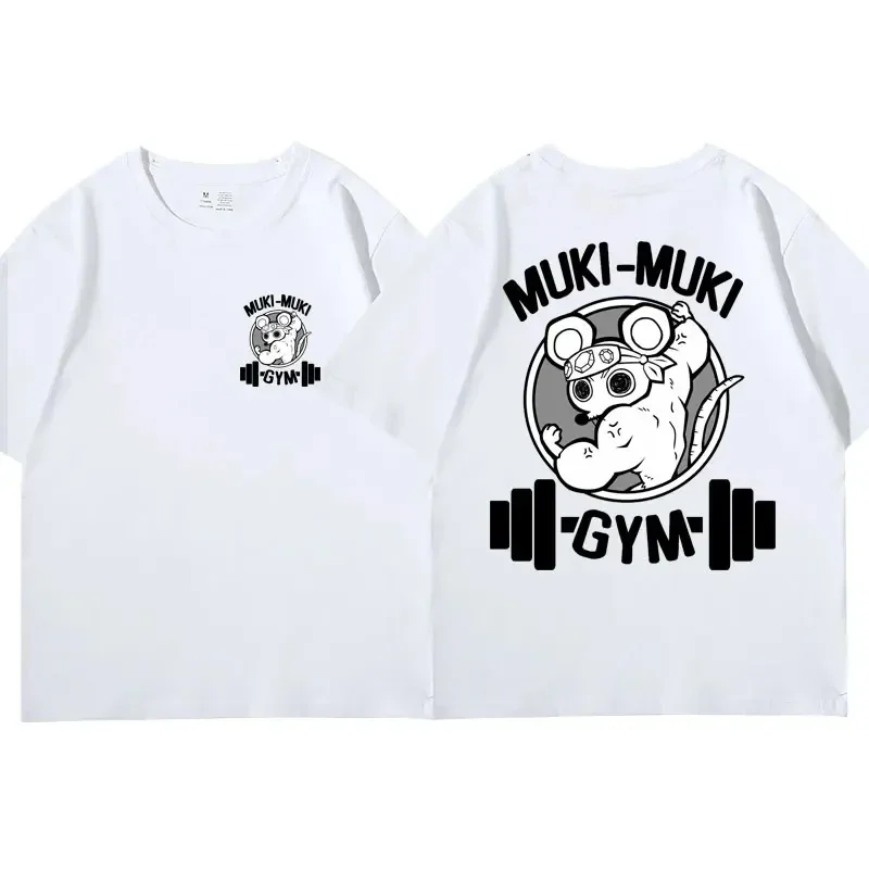 Color: Dark Grey, Size: XS - Anime Demon Slayer Uzui Tengen Print T-shirts Unisex Funny Ninja Mice Muki Muki Gym T Shirt Muscular Mouse Oversized T-shirt