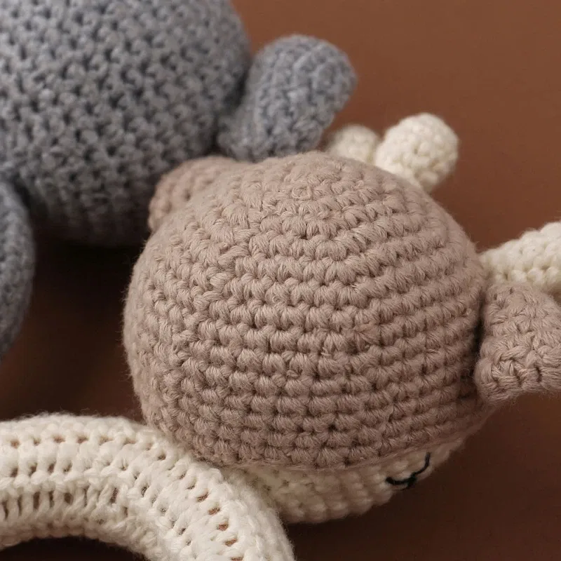 Color: green - 1pc Baby Teether Safe Wooden Toys Mobile Pram Crib Ring DIY Crochet Giraffe Deer Rattle Soother Product