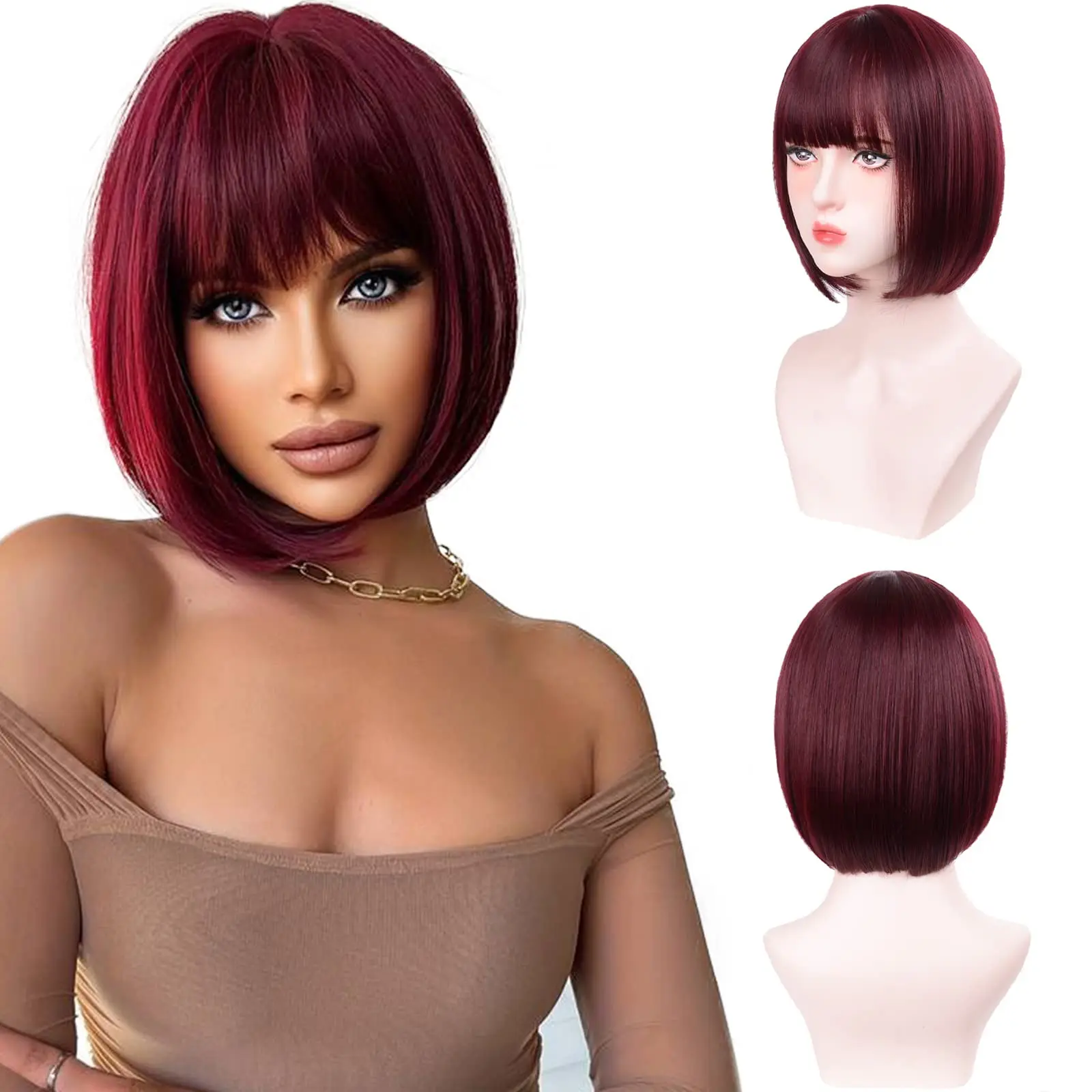 Color: Blonde, Stretched Length: 12inches - 12-inch pink short straight hair synthetic wig for cosplay, pompadour hairstyle, daily high-temperature hair wig