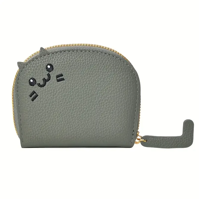Color: dark blue - Cartoon Cat shaped design Wallet Women's Multi-card slots Holder Cute Fashion Faux Leather Coin Purse Creative ID Card Holder