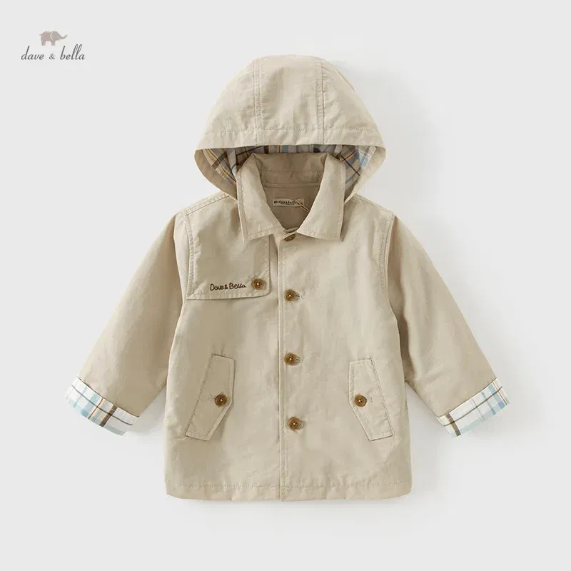 Color: Brown, Kid Size: 7T - Dave Bella Children's Coat Kids Jacket Autumn Fashion Casual Baby's Trench Boys Windbreaker Cute Party Outdoor DB3242020