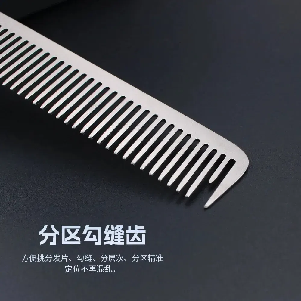 Color: black - MJ Stainless Steel Cutting Metal Tail Combs Silver Fine Cutting Comb Set Hairdressing Steel Rat Tail Comb