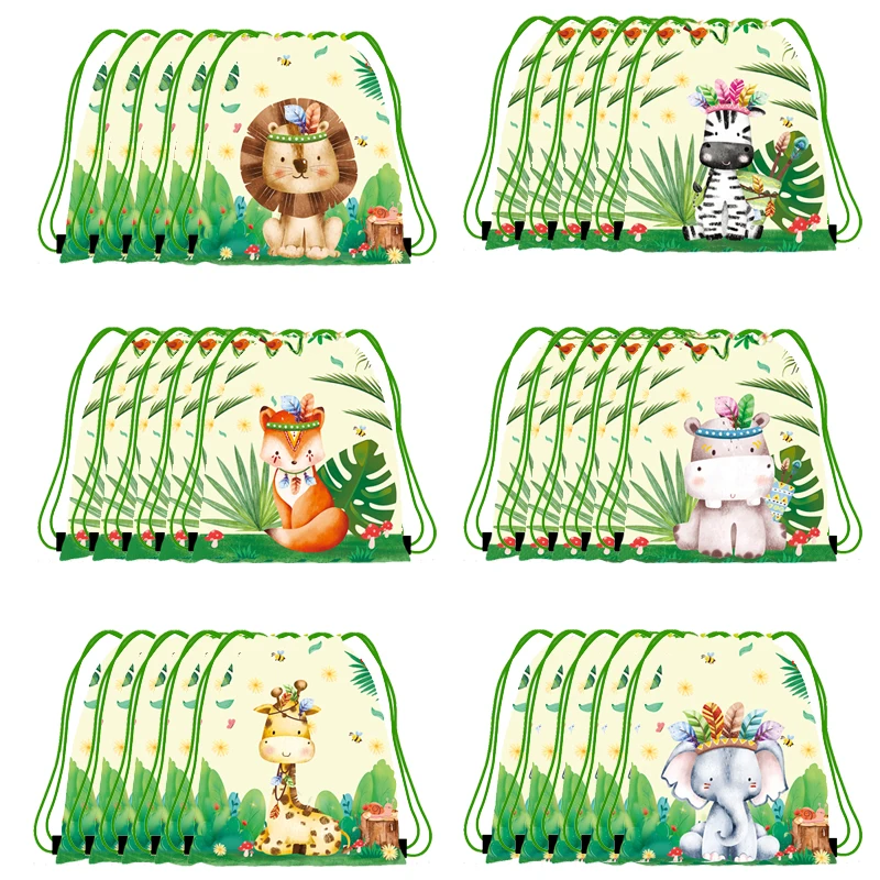 Color: Deep Sapphire, Size: S - 6/12//24/30pcs Jungle Animal Drawstring Bags Jungle Wild Animals Party Favors Kids Jungle Animals Birthday Party Supplies