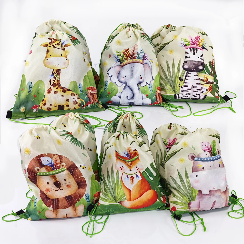 Color: Deep Sapphire, Size: S - 6/12//24/30pcs Jungle Animal Drawstring Bags Jungle Wild Animals Party Favors Kids Jungle Animals Birthday Party Supplies