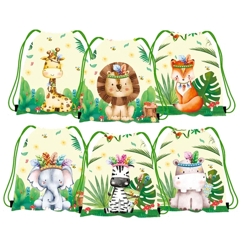 Color: Deep Sapphire, Size: S - 6/12//24/30pcs Jungle Animal Drawstring Bags Jungle Wild Animals Party Favors Kids Jungle Animals Birthday Party Supplies