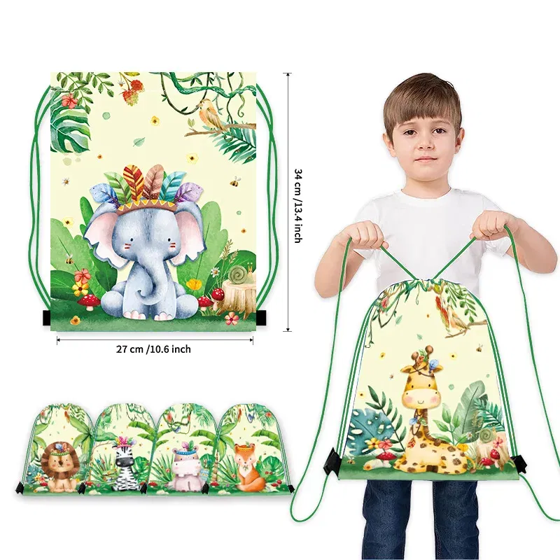 Color: Deep Sapphire, Size: S - 6/12//24/30pcs Jungle Animal Drawstring Bags Jungle Wild Animals Party Favors Kids Jungle Animals Birthday Party Supplies