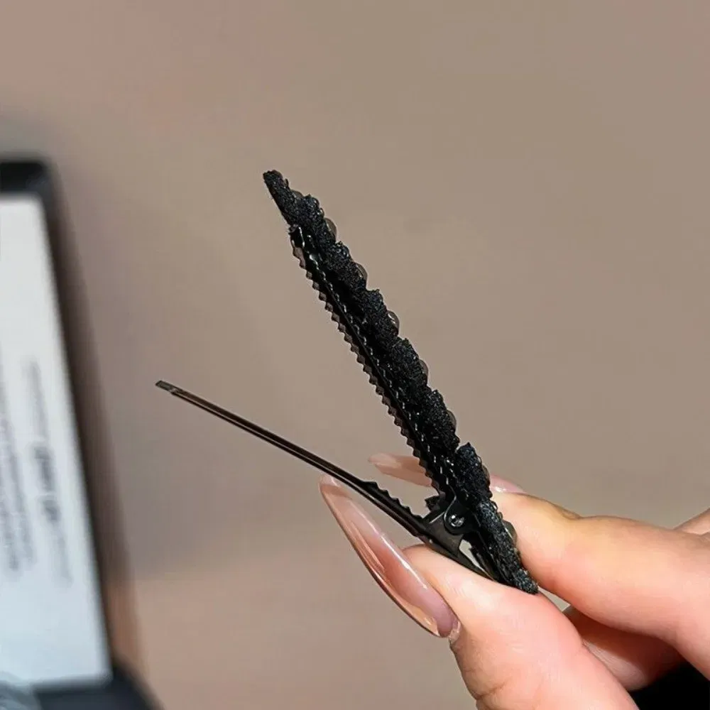 Color: GRAY - Fashion Mini Crystal Hair Pins Exquisite Rhinestone Ear of Wheat Duckbill Hair Clips Girl Side Barrettes