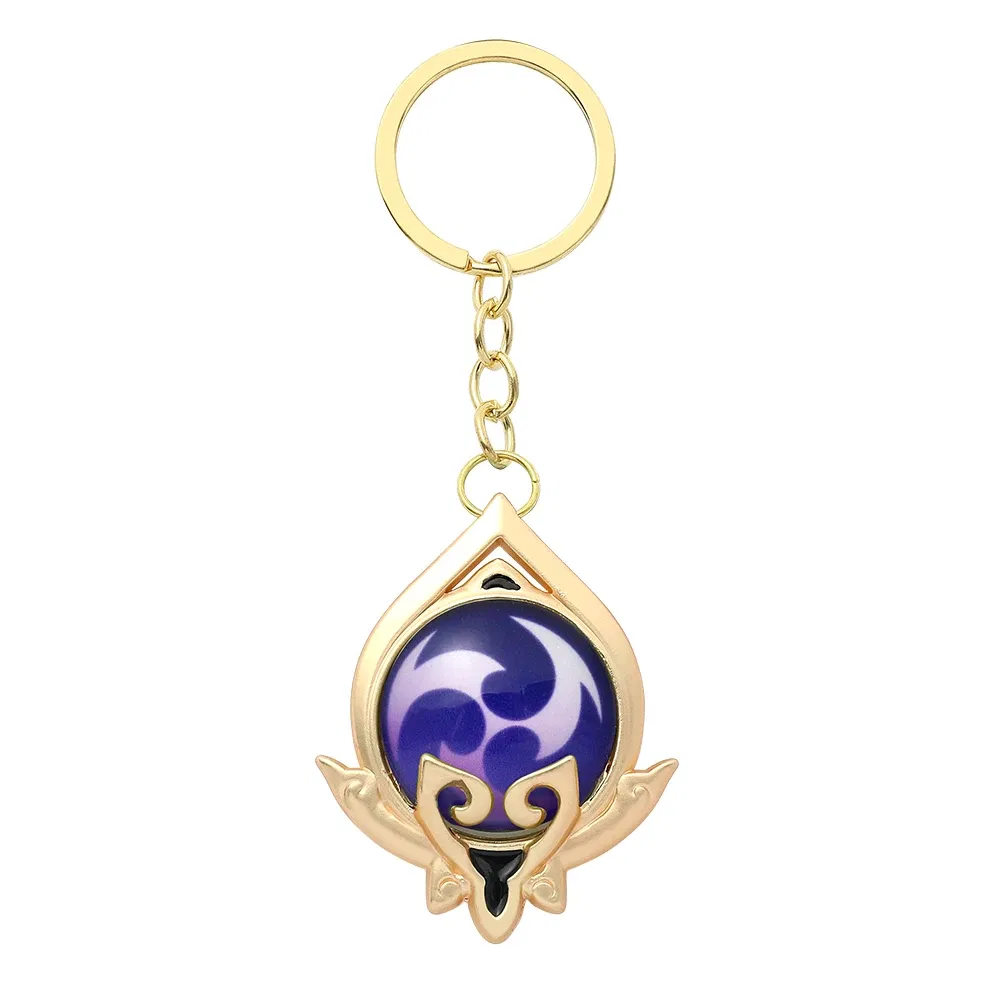 Color: black - Genshin Impact Keychain Anime Game Genshi Impact Vision Element God's Eye for Men Key Chain Kids Accessories Key Ring