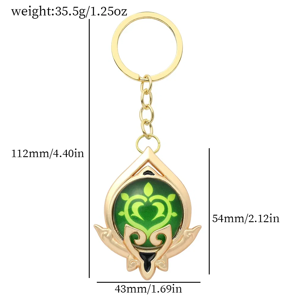Color: black - Genshin Impact Keychain Anime Game Genshi Impact Vision Element God's Eye for Men Key Chain Kids Accessories Key Ring