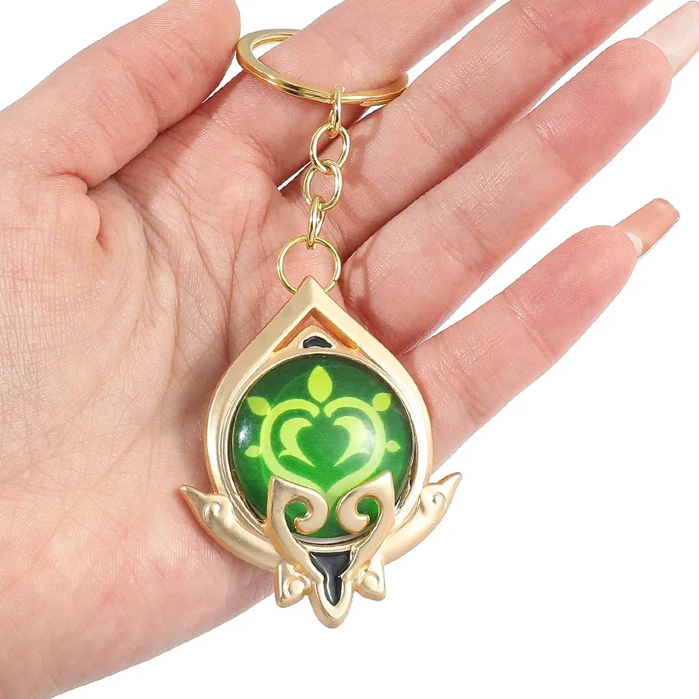 Color: black - Genshin Impact Keychain Anime Game Genshi Impact Vision Element God's Eye for Men Key Chain Kids Accessories Key Ring