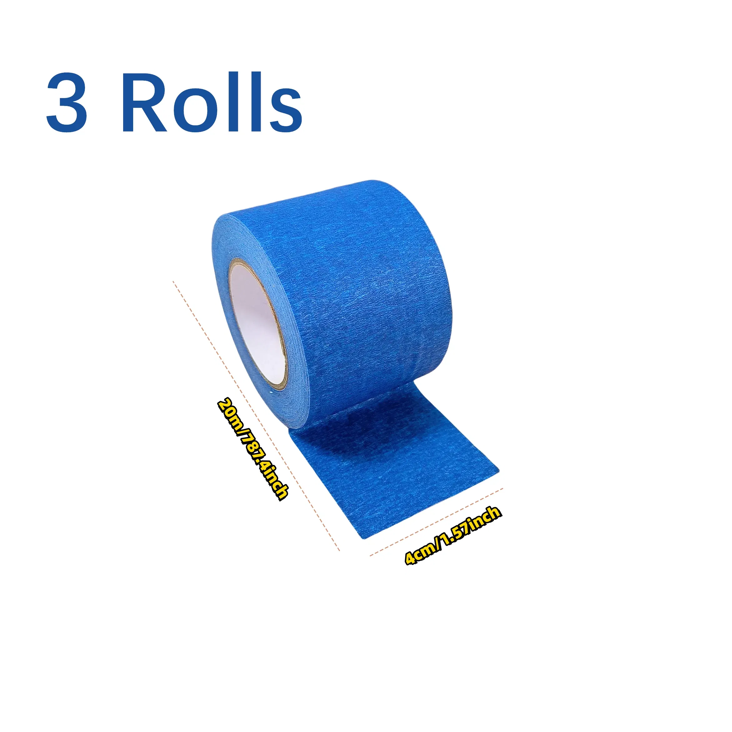 Color: Blue - 3 Roll/Set Paint Tape Multi-Surface Masking Easy Removal Paint Tape Security Wall Painting Crafts Art Construction Home 20m/Roll