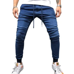 Men's Casual Solid Color Drawstring Jeans