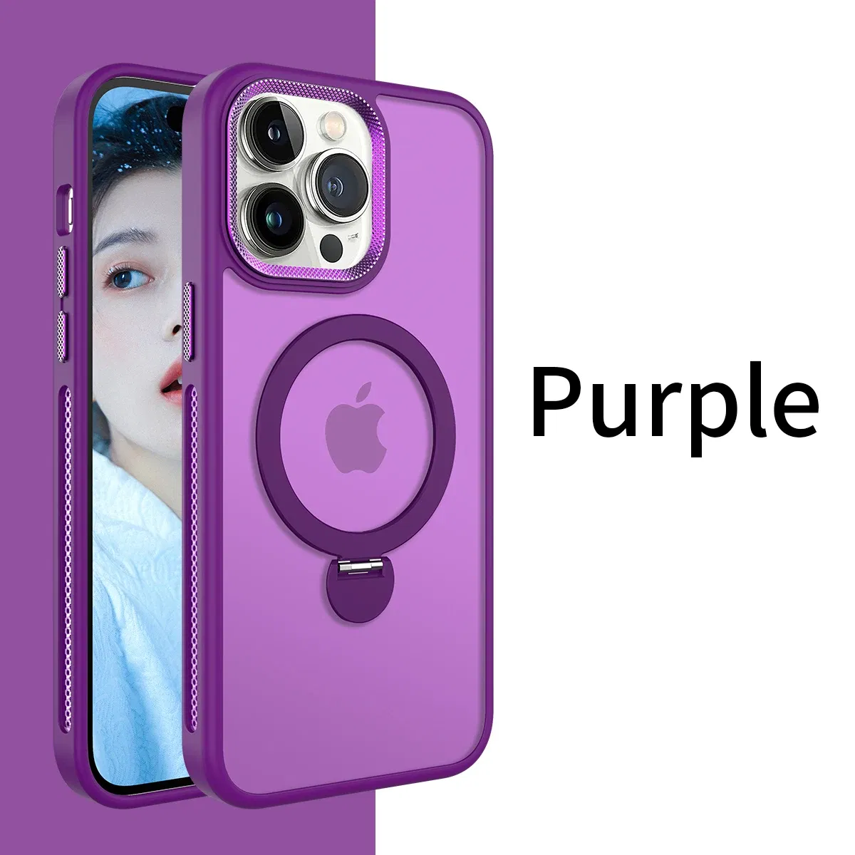 Color: Brown, Material: PU - For iPhone 15 Pro Max 360?° Rotation Magnetic Holder Stand Matte Phone Case For iPhone 11 12 13 14 15 Plus Heat Dissipation Cover