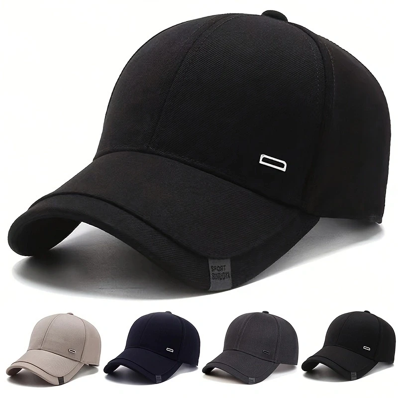 Color: Dark Grey - Unisex Square Silver Buckle Label Baseball Caps Spring Autumn Outdoor Adjustable Casual Hats Sunscreen Hat