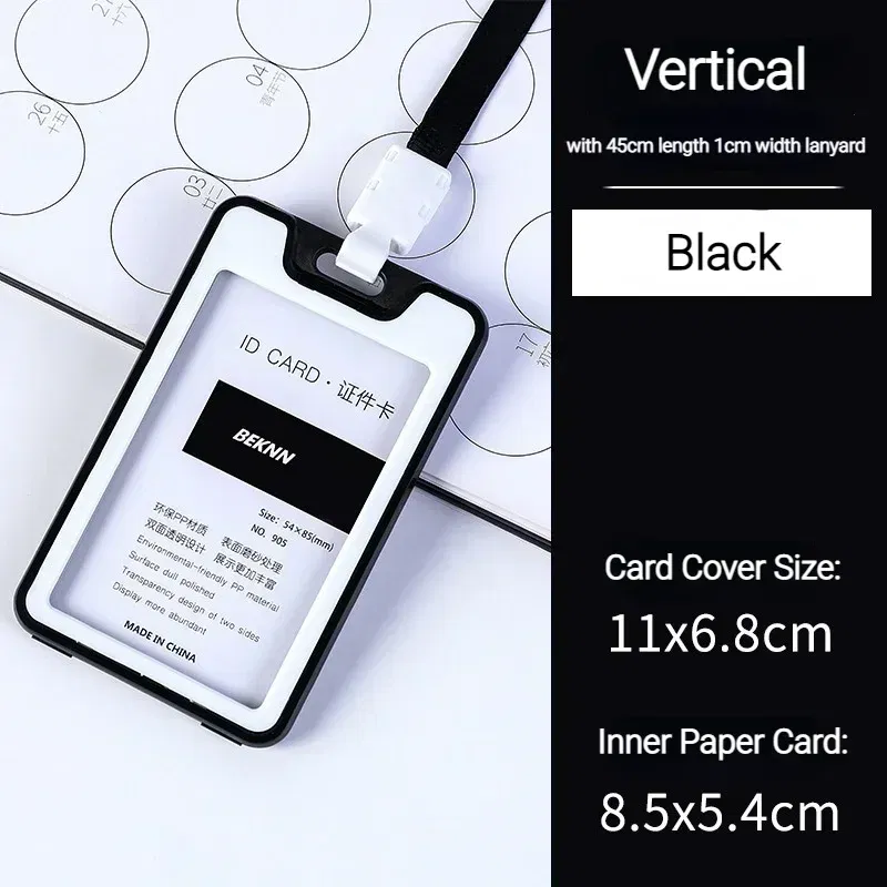 Color: black - Unisex Colorful Employee Id Case with Lanyard Double Side Id Credit Card Holder Access Bus Card Case Badge Holder Card Sleeve