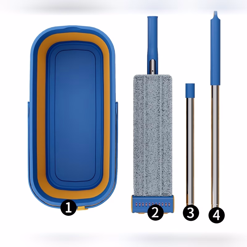 Mop and Bucket Set Featuring a Twist Mechanism – Floor Mop with Six Microfiber Pads, Suitable for Dry and Wet Cleaning, Ideal for Hardwood, Reinforced Wood Floors, and Tiles