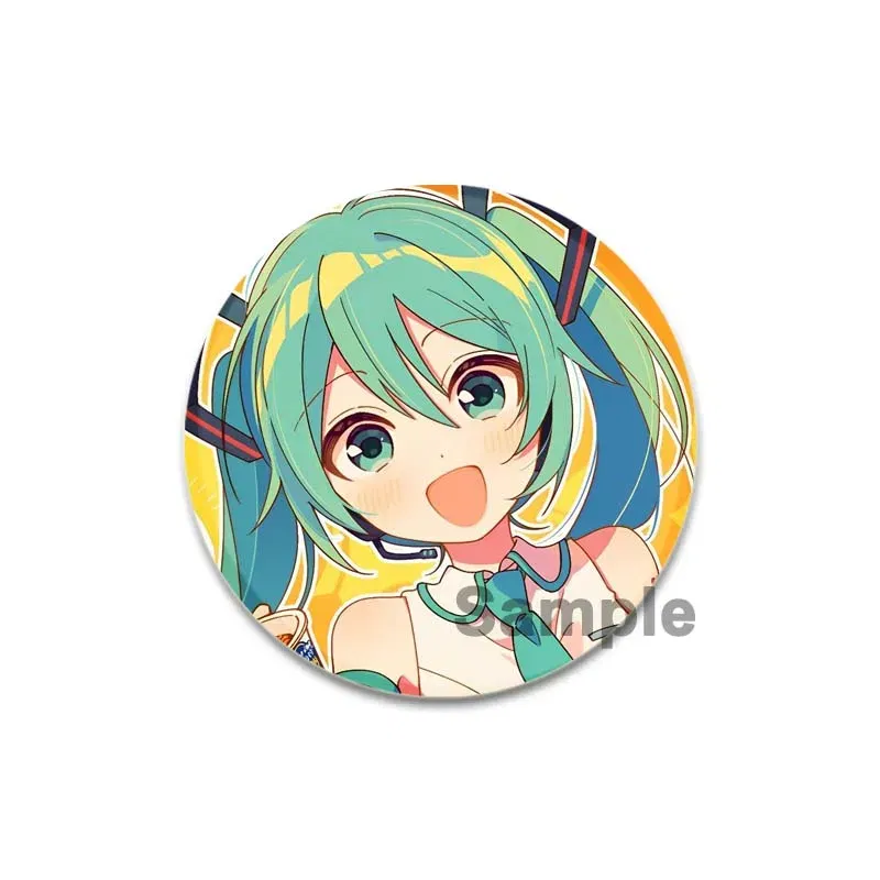 Color: WHITE, Size: L - 58/44/32mm Miku Anime Round Pins Cartoon Badges Cosplay Handmade Tinplate Brooch on Backpack Clothes Chest Ornament Gifts