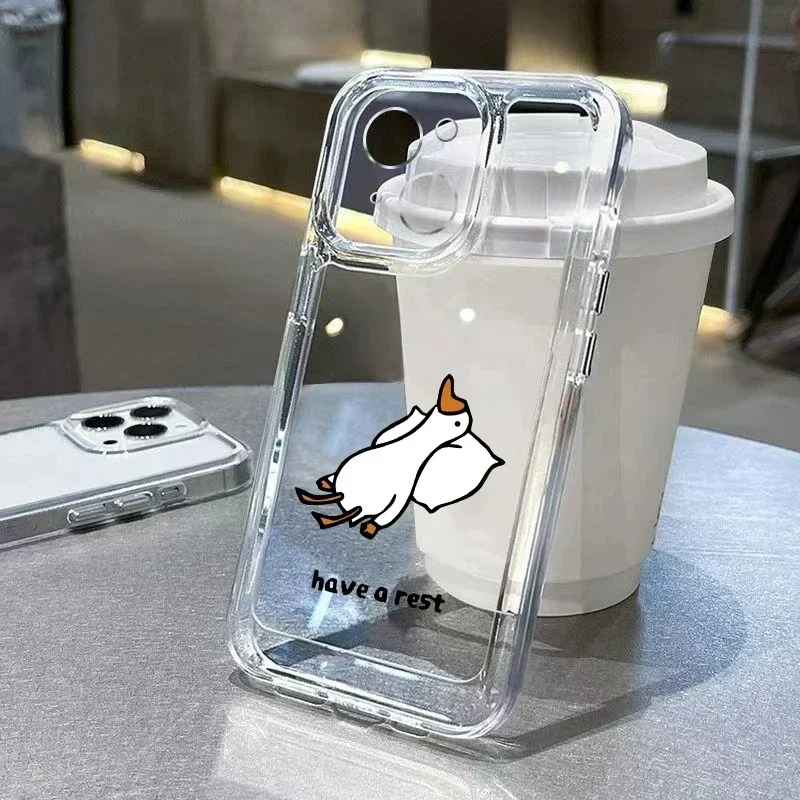 Color: Blue, Compatibility by Model: iPhone 14 Plus - Cute Duck Phone Case For iPhone 16 15 14 13 12 11 Pro Max XS X XR 7 8 Plus Mini SE 2020 2022 Mobile Funda Transparent