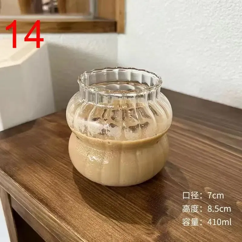 Color: Clear, Capacity: 301-400ml - Transparent Heat Resistant Glass Coffee Mug Glass  Latte Cup Breakfast Mug Milk Water Cocktail Glass Cup Beer Drinking Glasses