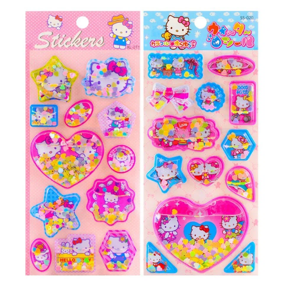Color: Brown - New Sanrio 3D Three-Dimensional Water Shaking Flashing Refrigerator,Hello Kitty Laptop/Phone Case & Children's Stickers for Kids