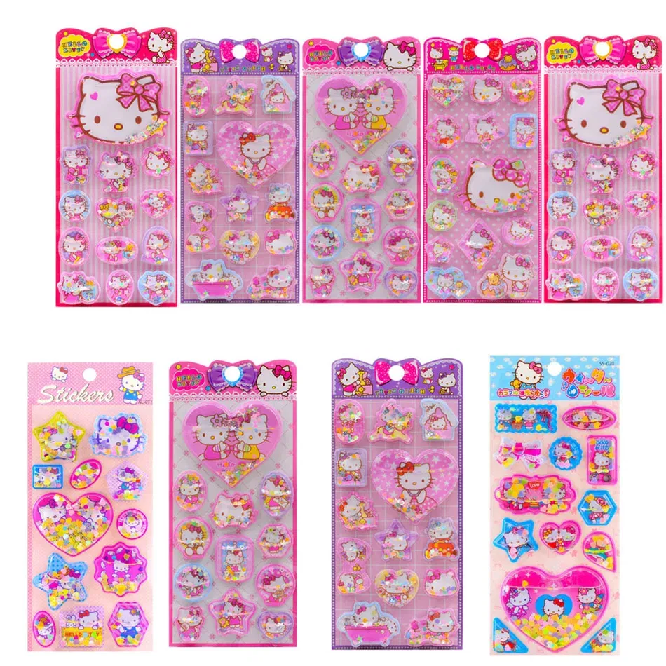 Color: Brown - New Sanrio 3D Three-Dimensional Water Shaking Flashing Refrigerator,Hello Kitty Laptop/Phone Case & Children's Stickers for Kids
