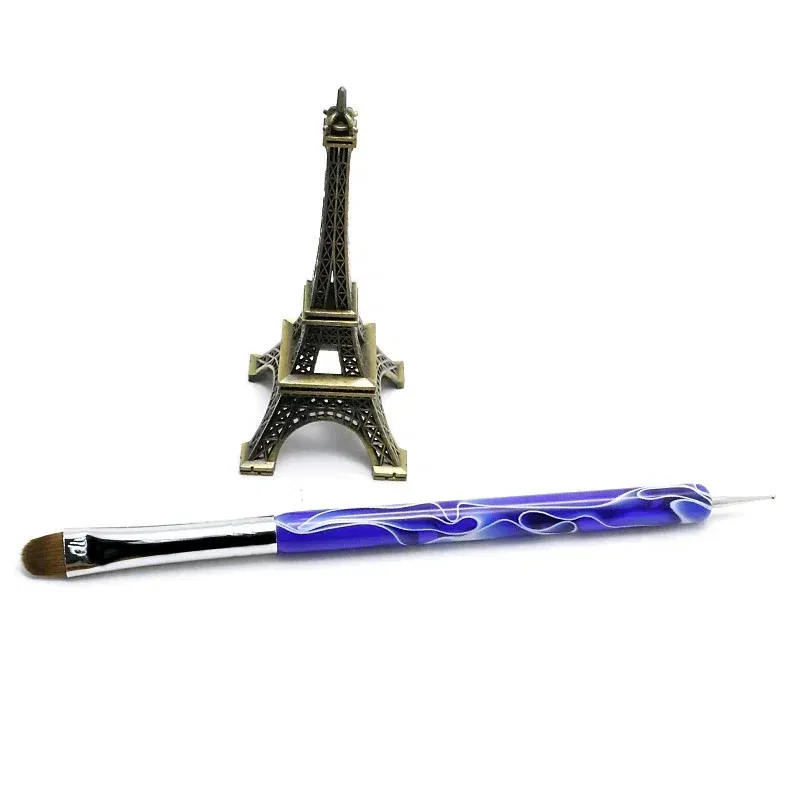 Color: plum - TIANMI Kolinsky French Nail Art Brush Dual End Nail Art Dotting Pen Acrylic Drawing Rhinestone UV Gel Painting Manicure Tool