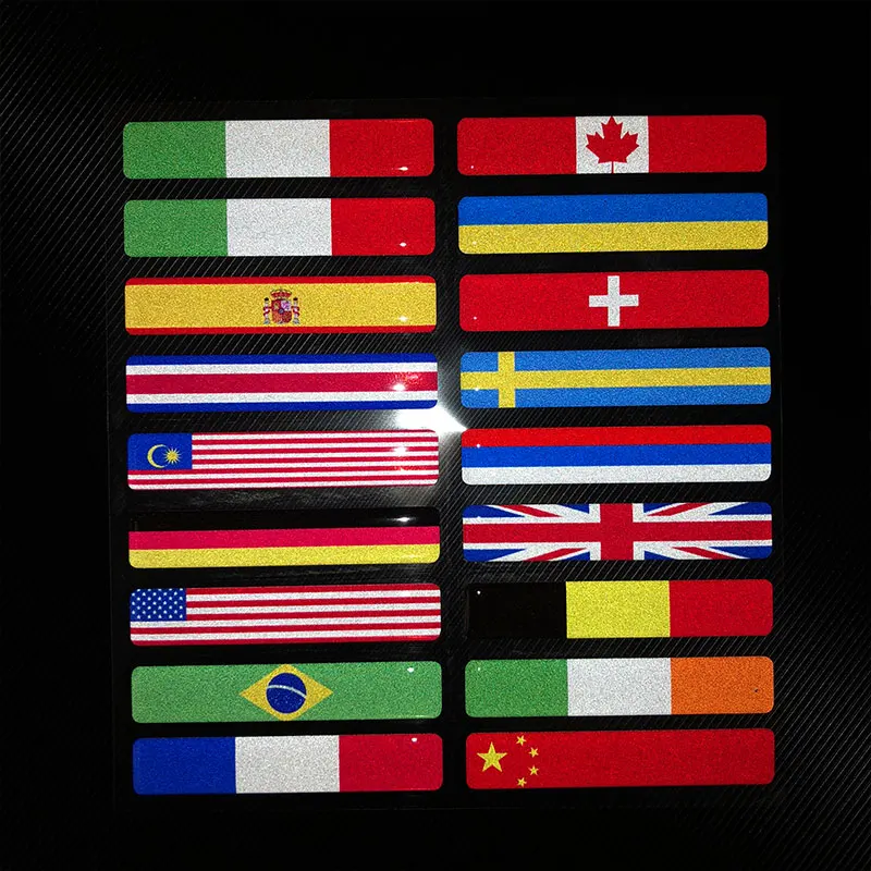 Color: Brown - 3D Reflective National Flag Sticker Motorcycle Accessories Car Decal British Italy USA France Russia Spain Brazil Chile ukraine