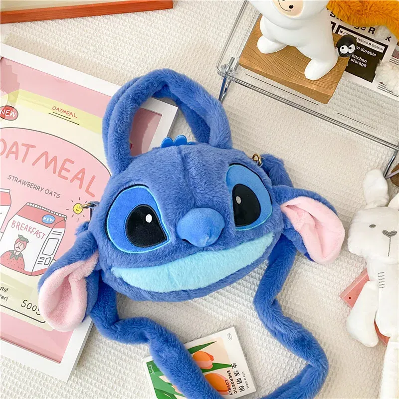 Color: Brown - Disney Anime Lilo & Stitch Toy Kawaii Messenger Bag Girl Heart Handbag Stitch Doll Children Cartoon Soft Sweetheart Shoulder Bag