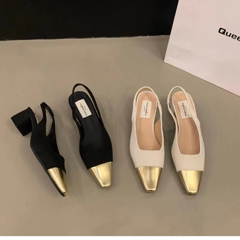 Color: Beige, Shoe Size: 42 - Fashion Women's Shoes Women's Dress Shoes Mid Heel Wedding Sandals All Matching Pointed Princess Shoes