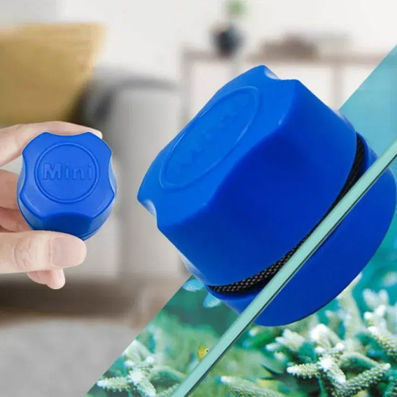 Color: Blue - Aquarium Cleaning Magnet Fish Tank Clean Glass Scrubber Tool Double-Sided Algae Moss Removal Suspension Scraper