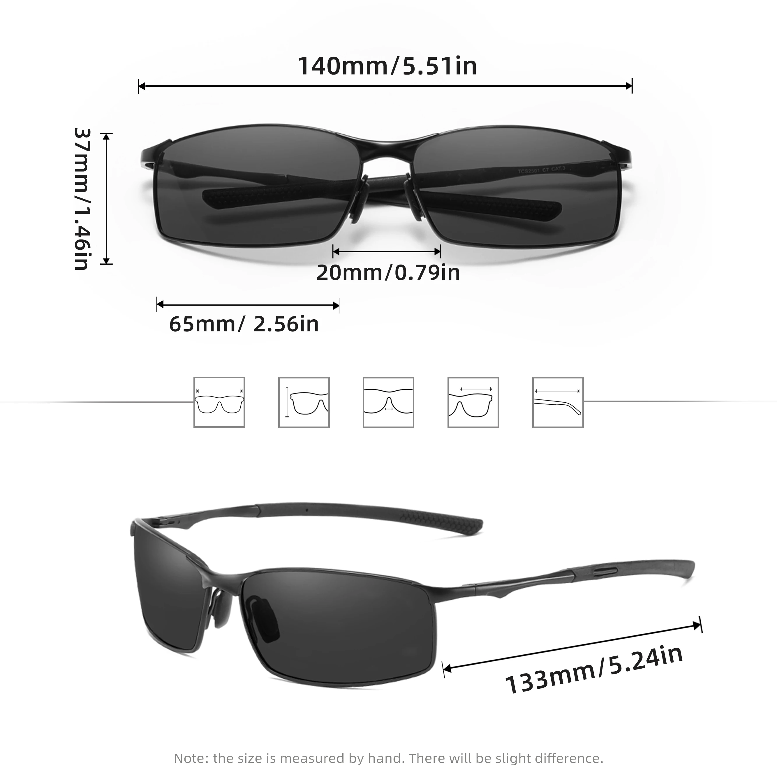 Lenses Color: Silver - Fashion Rectangle Sunglasses Polarized UV400 Parsnip Glasses For Men Women Driving Fishing Casual Eyewear