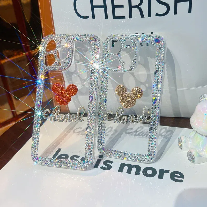 Color: black, Material: PE - Bling Glitter 3D cute cartoon Diamond soft silicon phone case For iphone 15 14 13 12 11 Pro Max 7 8 Plus X XS XR MAX Clear Cover