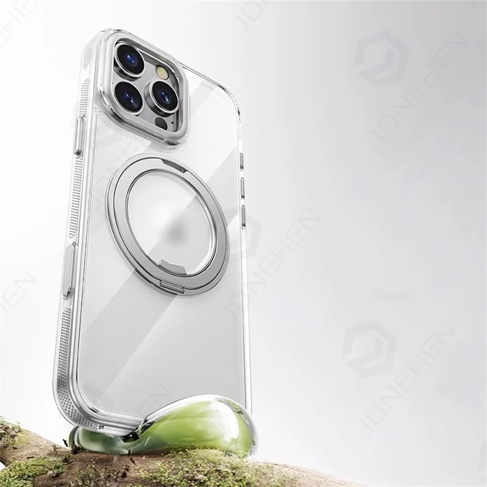 Color: Blue, Material: Carbon Fiber - 360?° Rotation Ring Stand Magnetic Case For iPhone 13 14 15 16 17 Pro Max 16E Matte Military Shockproof Armor Cover For Magsafe