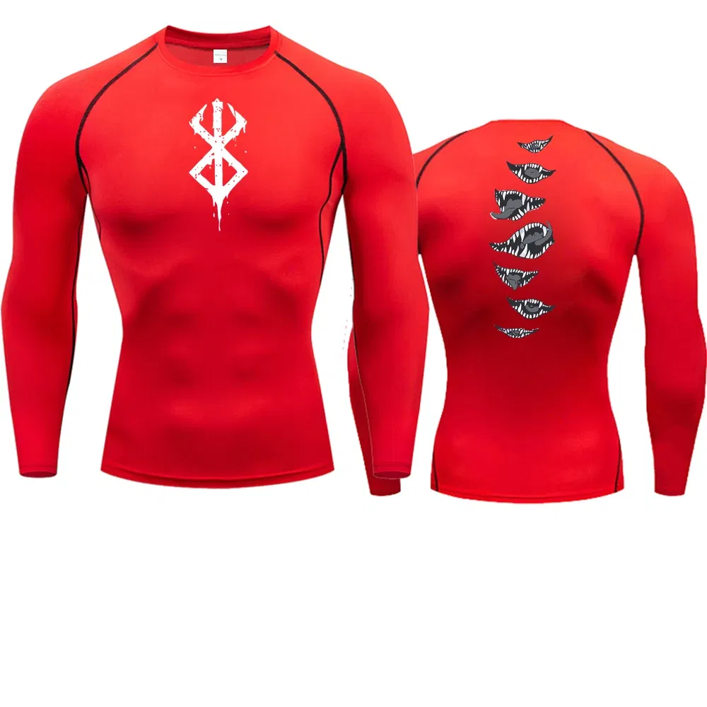 Color: Pink, Size: XL - 2024Anime Berserk Guts Men's Compression Shirt Fitness Sport Running Tight Gym TShirts Athletic Quick Dry Tops Tee Summer
