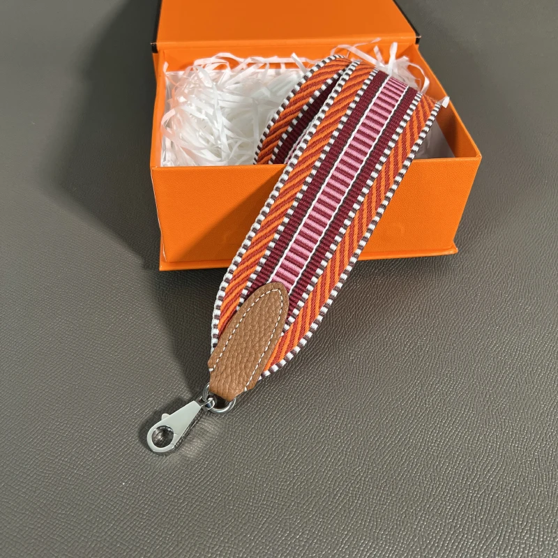 Color: Pink, Size: 1/2" - Herbag Evelyn Replacement Shoulder Strap Gold Togo Cowhide Woven Canvas 5cm Wide Hand-Sewn