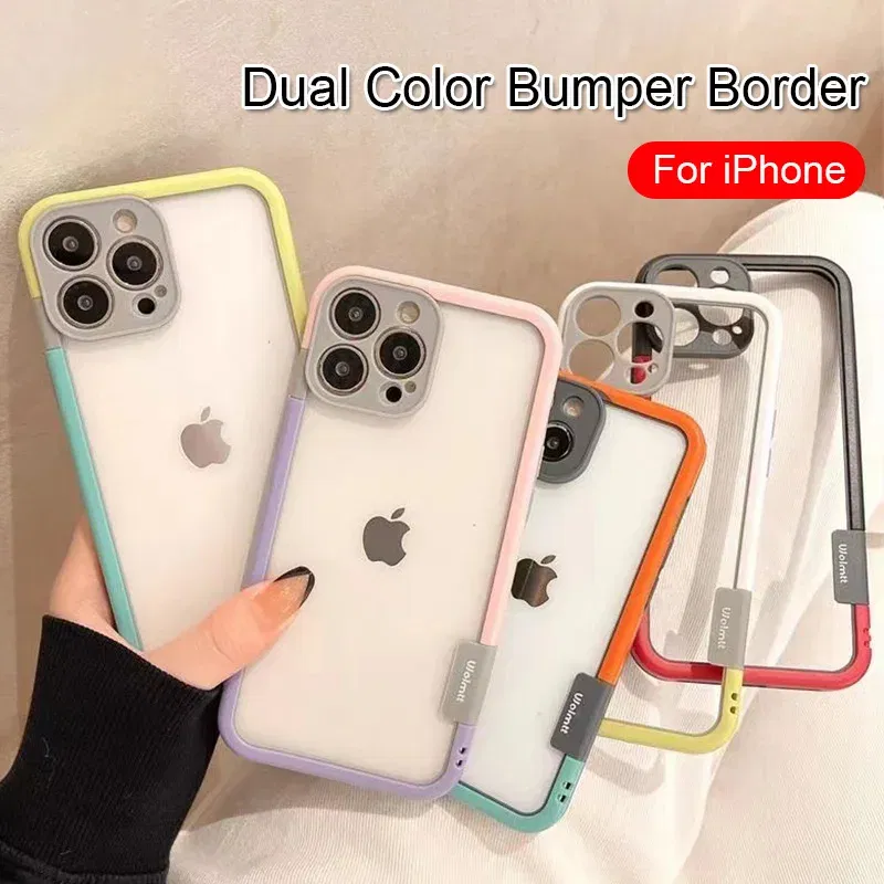 Color: Khaki, Ships From: CHINA, Material: Pc + tpu - Better Heat Dissipation Dual Color Bumper Border Soft Phone Case For iPhone 17 16 15 14 13 12 11 Pro Max 7 8 Plus XS XR