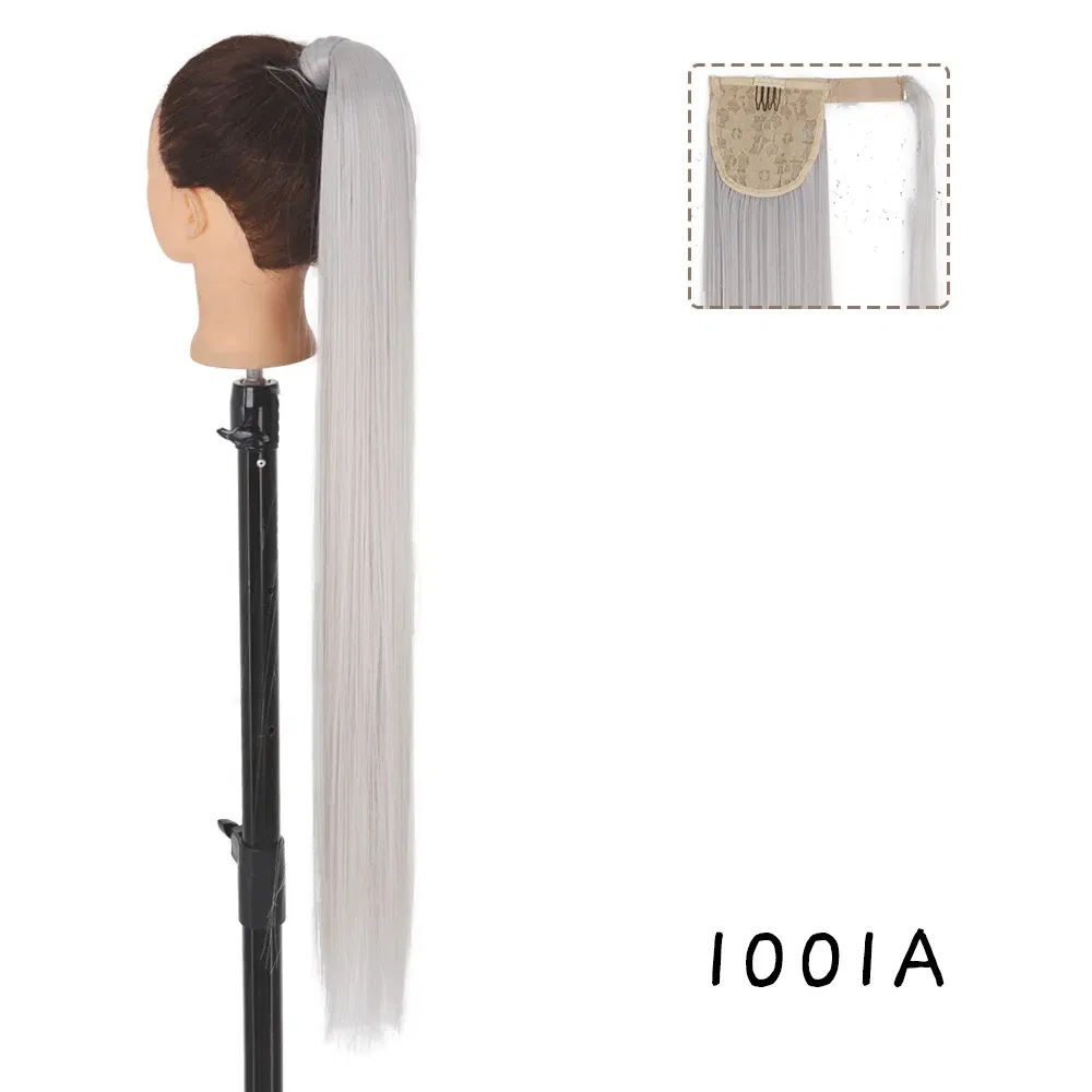Color: P12/613, Stretched Length: 34inches - AZQUEEN Straight Synthetic Hairpiece With Ponytail 85cm Super Long Wrap Around Clip In Hair Extensions Pony Tail For Daily Wear